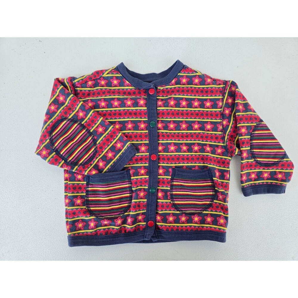 Gymboree Baby Cardigan Sweater Floral Snap Front Cotton Small Colorful Rainbow